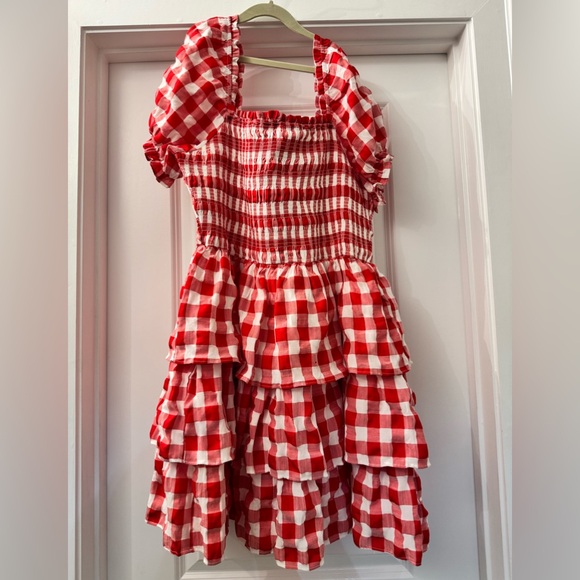 Red Gingham Ruffle Dress - Picture 2 of 2